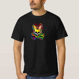Camiseta Crânio Assustador E Crossbones Rabbit Mau Horror C
