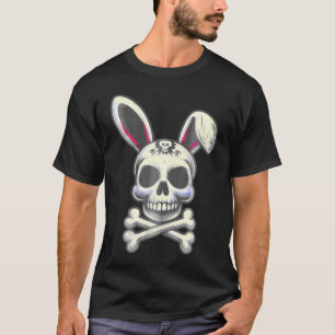 Camiseta Crânio Assustador E Crossbones Rabbit Mau Horror C