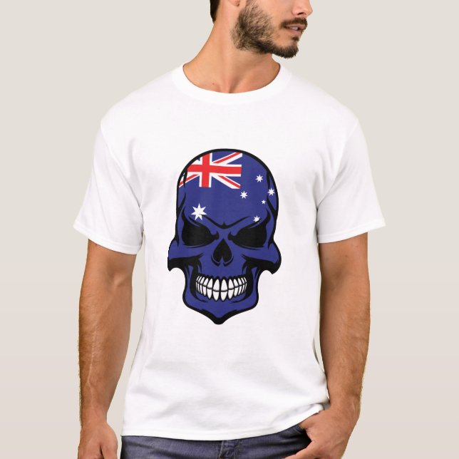 Camiseta Crânio australiano da bandeira (Frente)