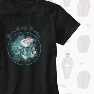 Camiseta Cranio Azul Turquesa Maravilhosamente Quebrado Com