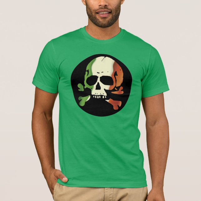 Camiseta Crânio Bandeira Irlandesa Simples (Frente)