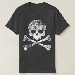 Camiseta Crânio branco e ossos cruzados