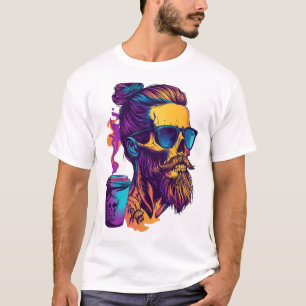 Camiseta Crânio Cafeinado � Esqueleto de Barista Engraçado