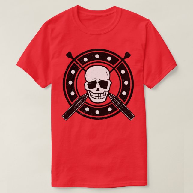 Camiseta Crânio Canoagem de Sobrecarga Pirata de Sobrevoo I (Frente do Design)