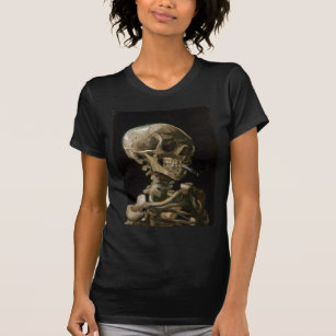 Camiseta Crânio com arte ardente de Vincent van Gogh do