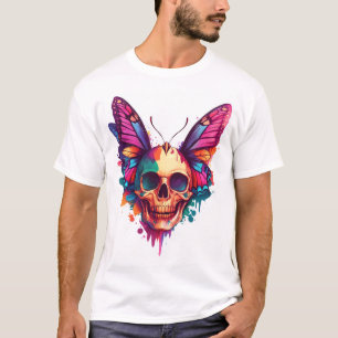 Camiseta Crânio com Asas de Borboleta