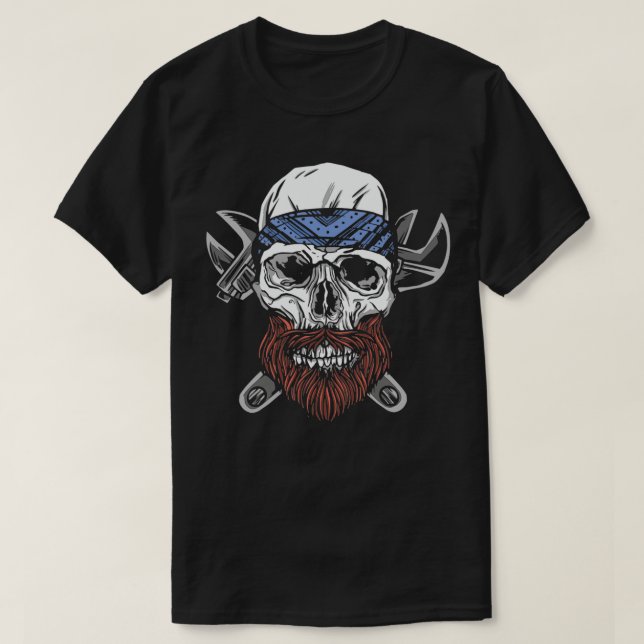 Camiseta Crânio com barba 6 (Frente do Design)