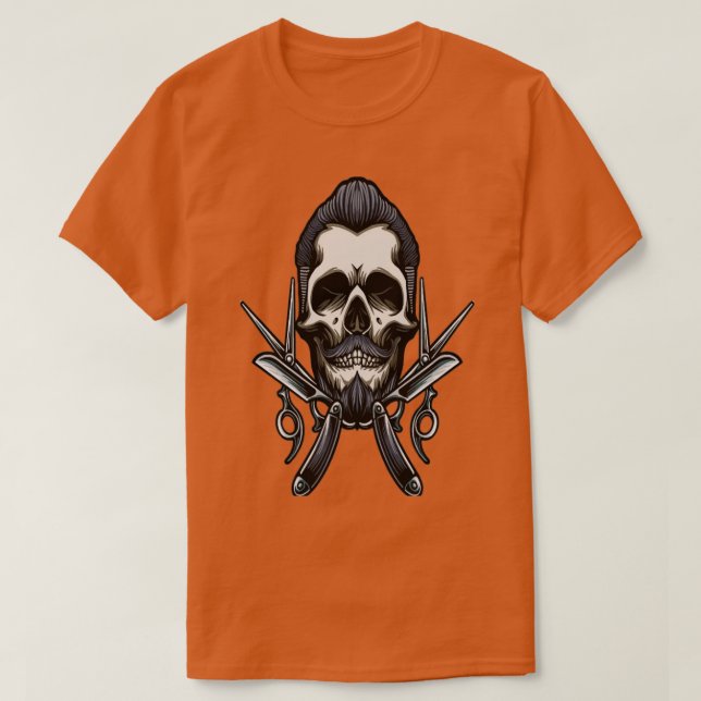Camiseta Crânio com barbearia (Frente do Design)