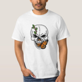 Camiseta Crânio com Borboleta Arte Digital