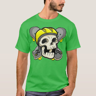 Camiseta Crânio com Capacete de Skateboard e Skater