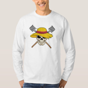 Camiseta Crânio com chapéu como agricultor com Rake