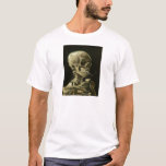 Camiseta Crânio com cigarro por Van Gogh<br><div class="desc">Pinturas expressionistas de Van Gogh: Crânio com pintura de Canvas de Cigarro queimado</div>