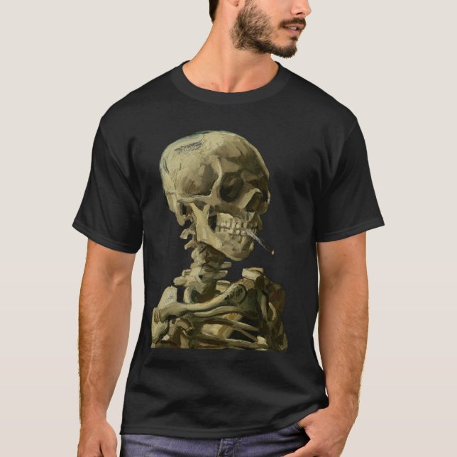 Camiseta Crânio com cigarro por Van Gogh (Frente)