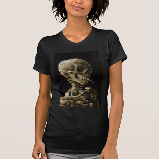 Camiseta Crânio com cigarro queimado Vincent van Gogh Art (Frente)