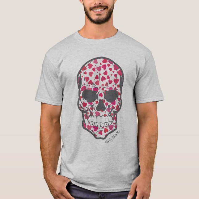 Camiseta Crânio Com Corações (Frente)