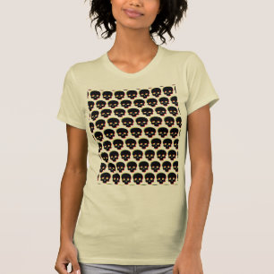 Camiseta Crânio com Falhas Coloridas Tons de Morte