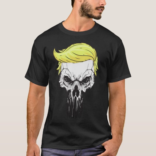 Camiseta Crânio com o presidente icónico T-shirt do cabelo (Frente)