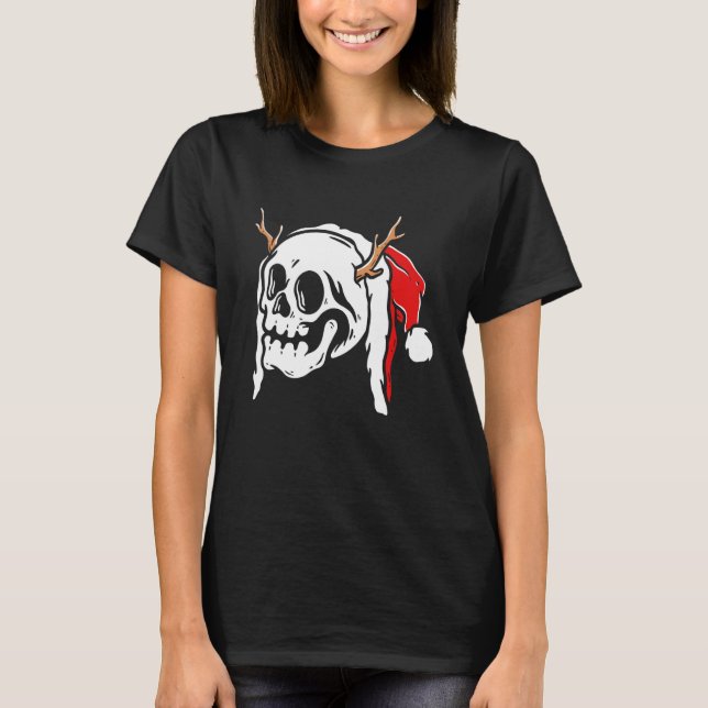 Camiseta Crânio com Papai Noel Natal Pajama Skeleton X M (Frente)