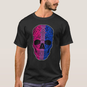 Camiseta Crânio com Rosa Orgulho Bissexual Bandeira da Biss