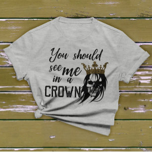 Camiseta Crânio com Tee Gráfico de Mulheres da Rainha Coroa
