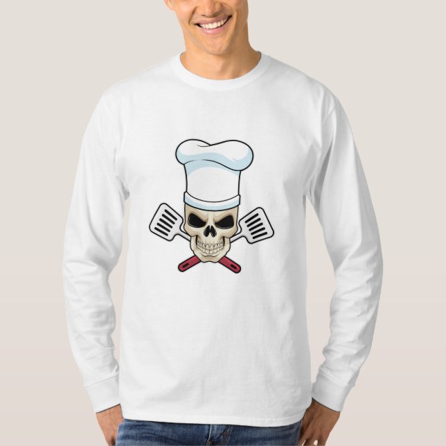 Camiseta Crânio como Cozinhar com o chapéu de Cozinhar (Frente)