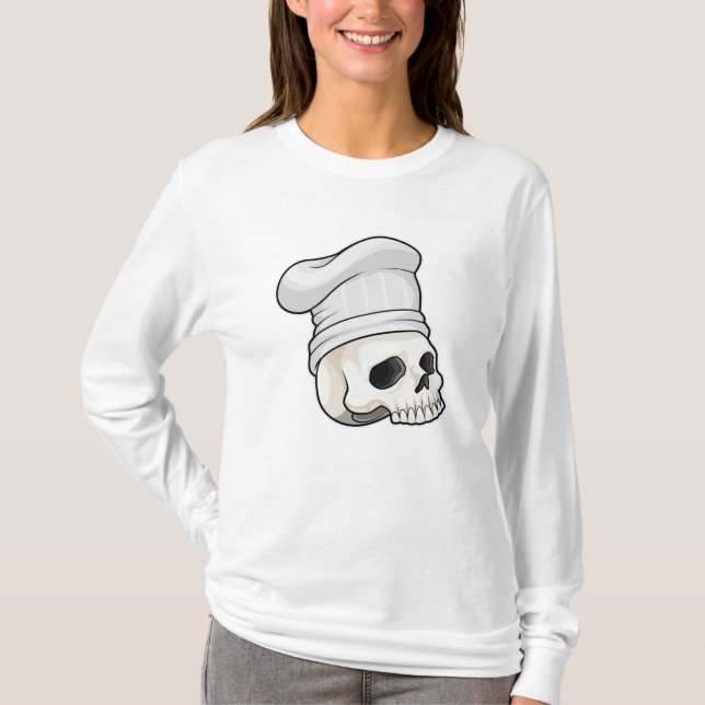 Camiseta Crânio como cozinheiro com chapéu de chef (Frente)