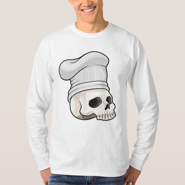 Camiseta Crânio como cozinheiro com chapéu de chef (Frente)