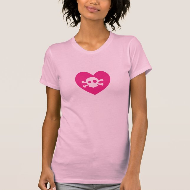 Camiseta crânio cor-de-rosa (Frente)