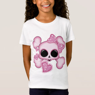 Camiseta Crânio cor-de-rosa bonito