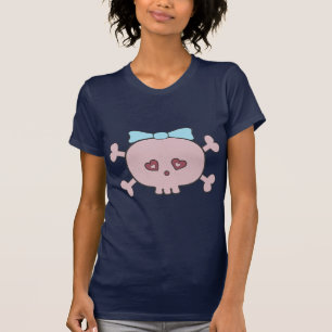 Camiseta Crânio cor-de-rosa bonito dos desenhos animados