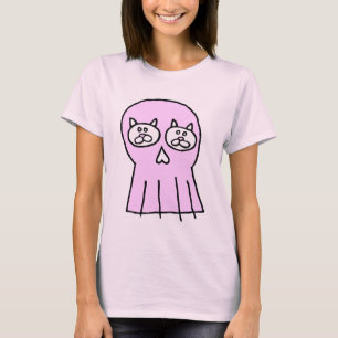 Camiseta Crânio cor-de-rosa com os olhos de gato do gatinh