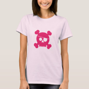 Camiseta Crânio cor-de-rosa do pirata