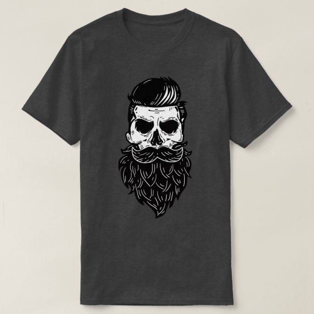 Camiseta Crânio Crânio Barba (Frente do Design)