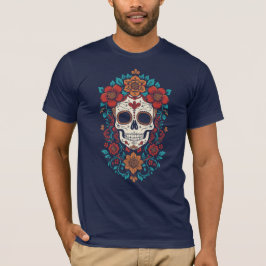 Camiseta Crânio Crânio Coroa Floral