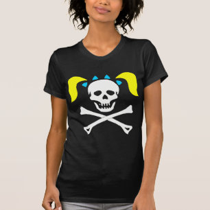 Camiseta Crânio & Crossbones da menina com a mulher da