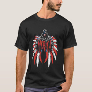 Camiseta Crânio da América Liberdade Asas Bandeira American
