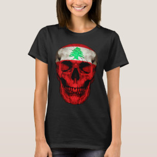 Camiseta Crânio da Bandeira do Líbano Raízes Libanesas Orgu