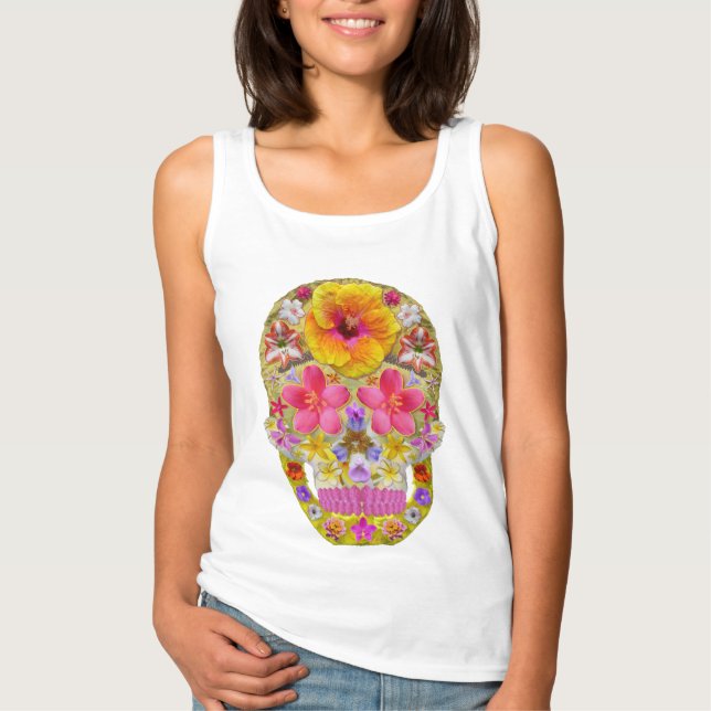 Camiseta Crânio da Flor 4 - Tropical (Frente)