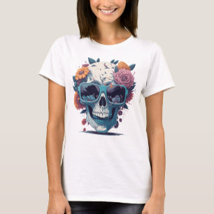 Camiseta Crânio da Flor do Pastel
