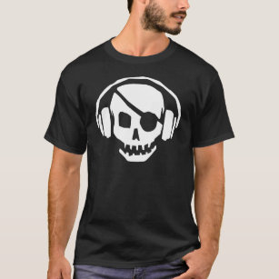 Camiseta Crânio da música do pirata com fones de ouvido