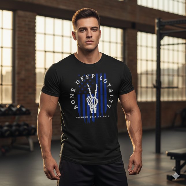 Camiseta Crânio da Polícia Thin Blue Line Lealdade (Criador carregado)