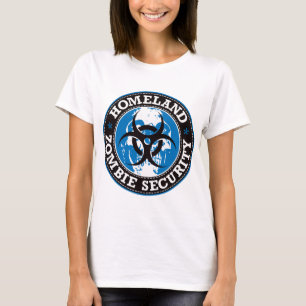 Camiseta Crânio da segurança do zombi da pátria - azul