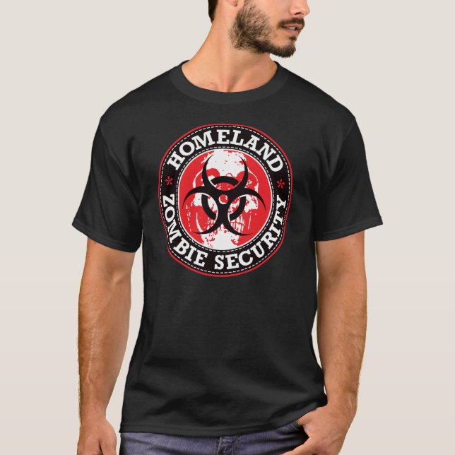 Camiseta Crânio da segurança do zombi da pátria - vermelho (Frente)