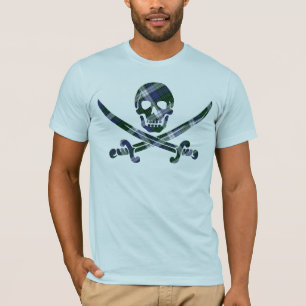 Camiseta crânio da xadrez do verde azul