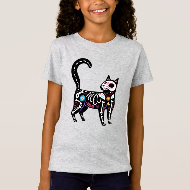 Camiseta Crânio de Açúcar Calavera Gato IV (Frente)