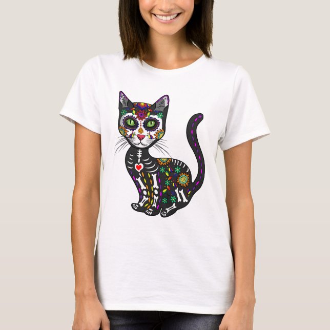 Camiseta Crânio De Açúcar Cinto Mexicano Dia Das Bruxas De  (Frente)