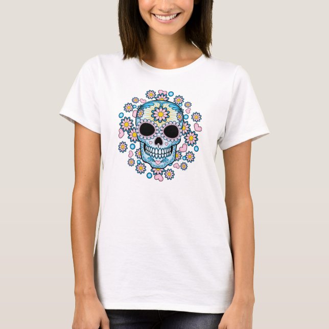 Camiseta Crânio de Açúcar Colorido (Frente)