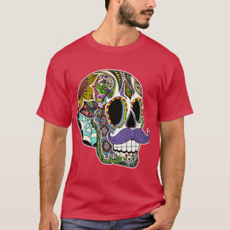 Camiseta Cranio de Açúcar com Bigode Versão Colorida