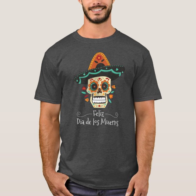 Camiseta Crânio de açúcar com o chapéu de Muertos | Camiset (Frente)
