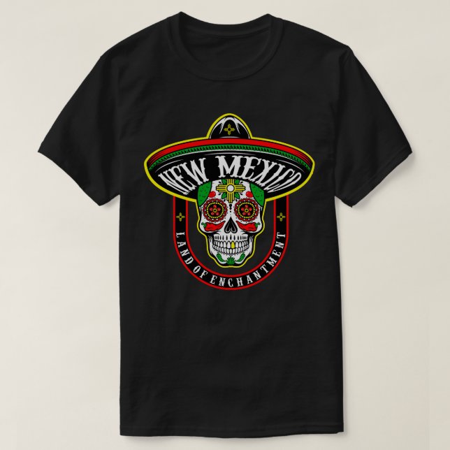 Camiseta Crânio de açúcar com tema do Novo México (Frente do Design)